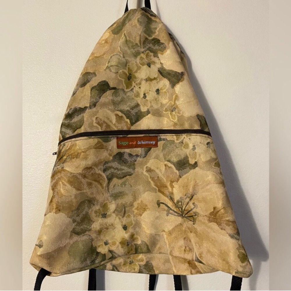 Cinch backpack 🎒 floral sage and whimsey